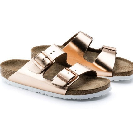 Girls  Multi-Strap | Arizona Birko-Flor Electric Metallic Gold Girls Electric Metallic Gold