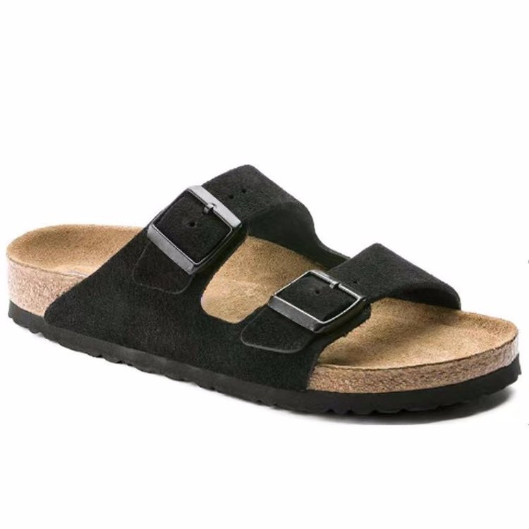 Mens  Two-Strap Sandals | Arizona Gripleather Vintage Wood Black Mens Mens