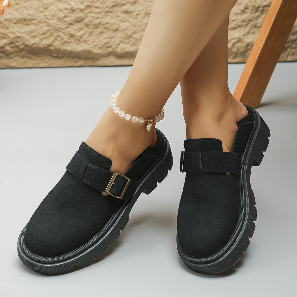 Womens  Clogs | Boston Chunkysuede Leather Black Clogs Black