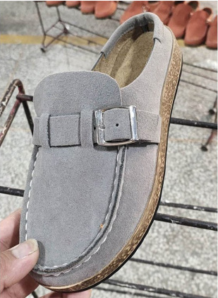 Womens  Clogs | Buckleysuede Leather Gray Taupe Clogs Clogs