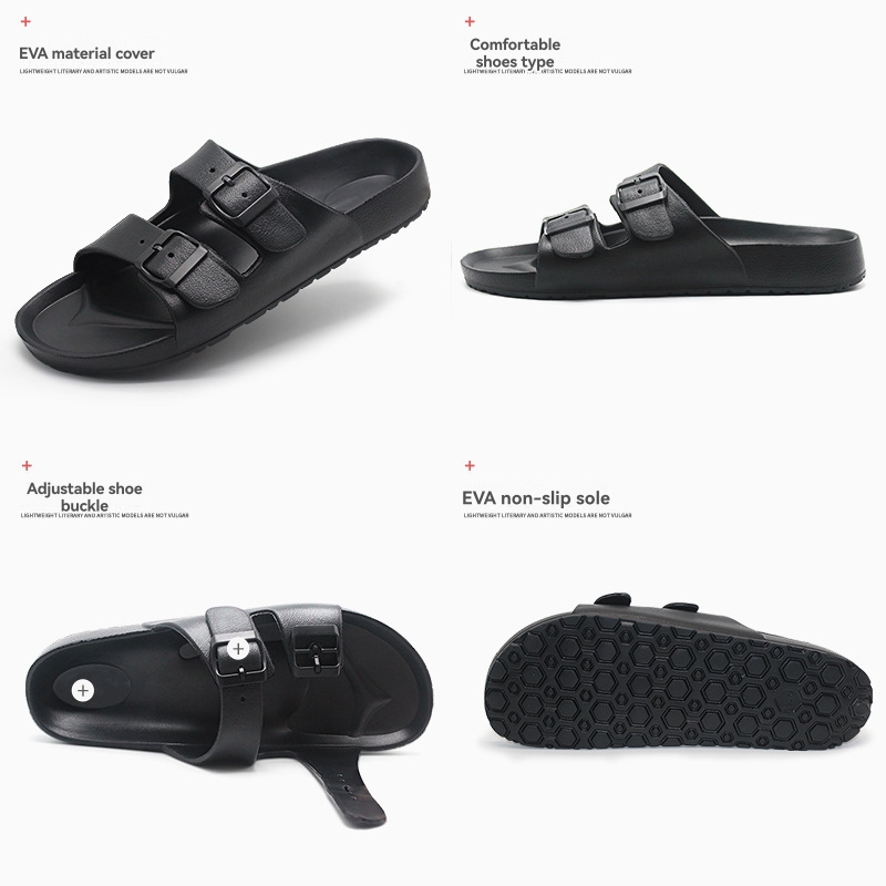 Womens/Mens  Two-Strap Sandals | Arizona Essentialseva Black Mens Black