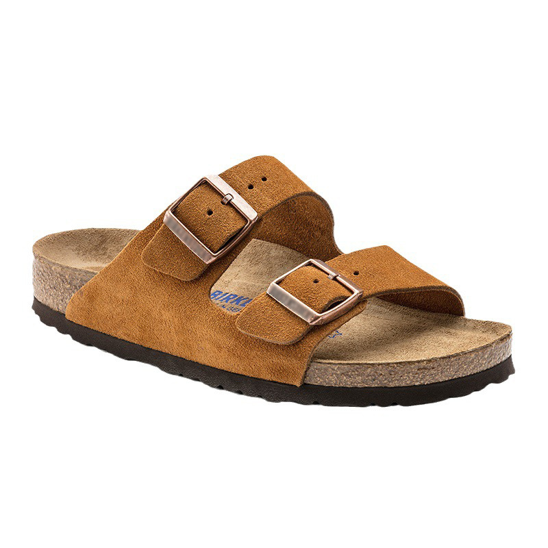 Womens/Mens  Two-Strap Sandals | Arizona Soft Footbedsuede Leather Mink Mens Mens