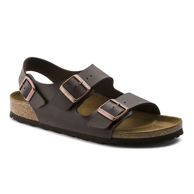 Womens/Mens  Two-Strap Sandals | Milanobirko-Flor Dark Brown Back-Strap Back-Strap