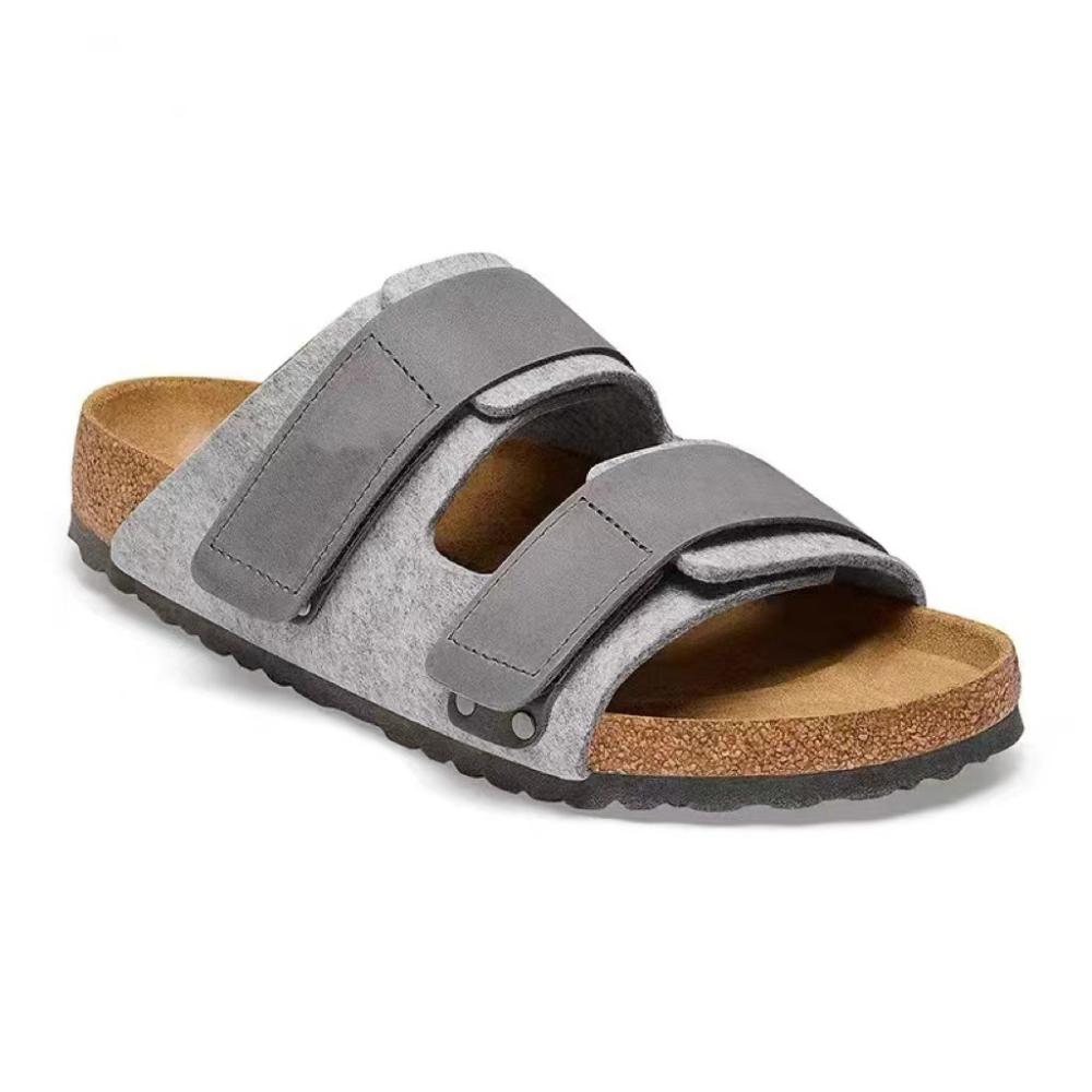 Womens/Mens  Two-Strap Sandals | Ujinubuck-Suede Leather Taupe Mens Mens